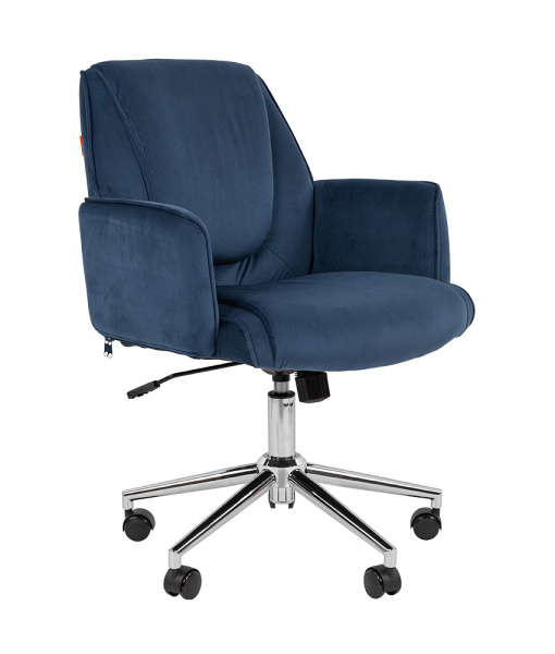 Кресло CHAIRMAN ДОМ 302 Хром Велюр синий