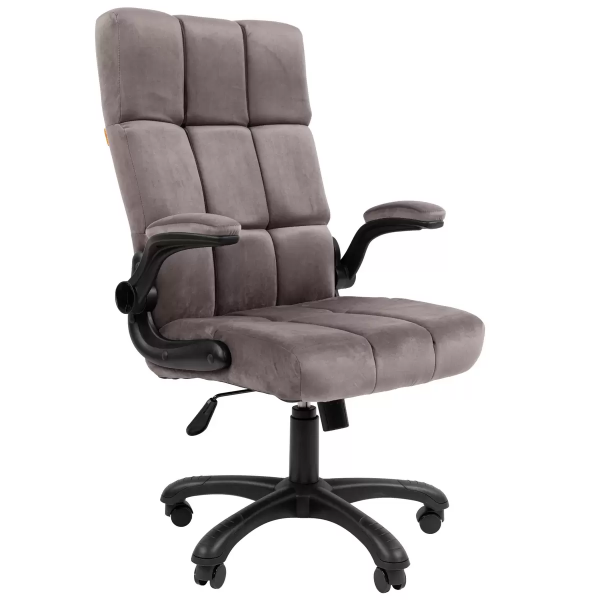 Кресло Chairman ДОМ 444 Ткань велюр Т-55 серый