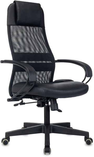 Кресло Бюрократ CH Нова Люкс Сетка/экокожа черная