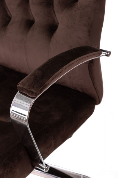 Кресло T-9928SL крестов. металл хром, ткань велюр коричневый Italia 6