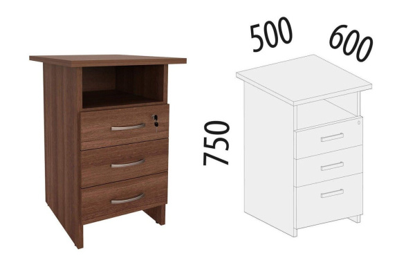 62.60 Тумба приставная с замком Альфа, орех пегас