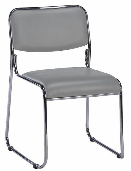 Стул Everpof Fix CHROME каркас хром. металл, экокожа серая