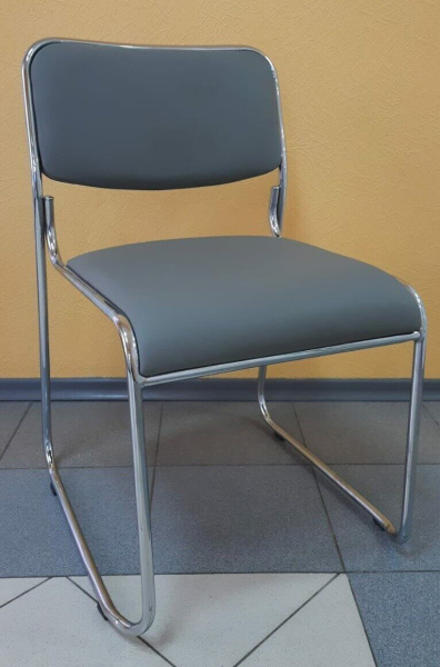 Стул Everpof Fix CHROME каркас хром. металл, экокожа серая