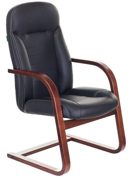 Кресло на полозьях T-9923 WALNUT-AV дерево, кожа Черный