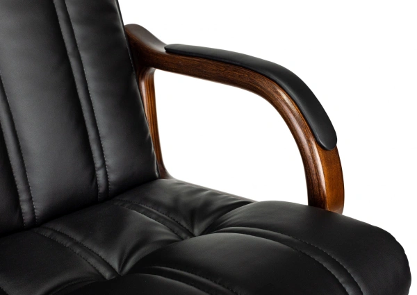 Кресло руководителя Бюрократ T-9932 Walnut Экокожа черная