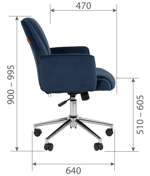 Кресло CHAIRMAN ДОМ 302 Хром Велюр синий