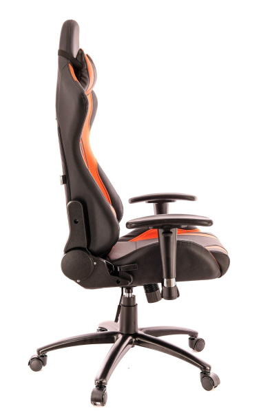 Кресло EverProf LOTUS S2 (черно-оранжевое, экокожа, крестовина металл)