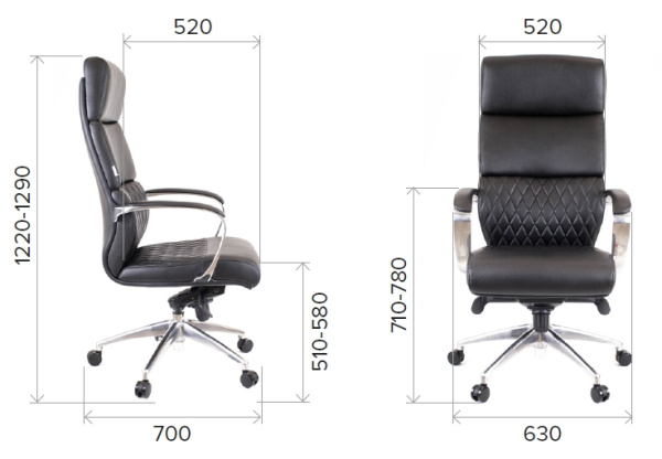 Кресло руководителя Everprof Президент Хром Кожа черная