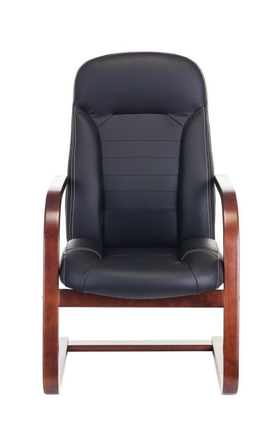 Кресло на полозьях T-9923 WALNUT-AV дерево, кожа Черный