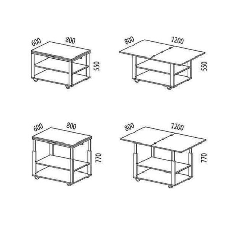 Журнальный стол-трансформер Агат 35 Белый шпон