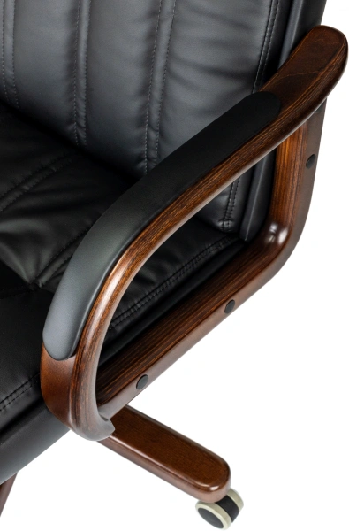 Кресло руководителя Бюрократ T-9932 Walnut Экокожа черная
