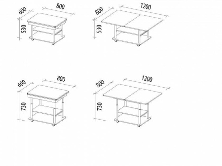 Агат 22.2 Стол журнальный Дуб Венге Раскладной