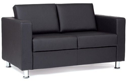 Диван двухместный СИМПЛ Экокожа, черный EUROLINE-9100