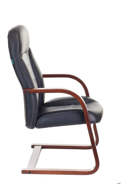 Кресло на полозьях T-9923 WALNUT-AV дерево, кожа Черный