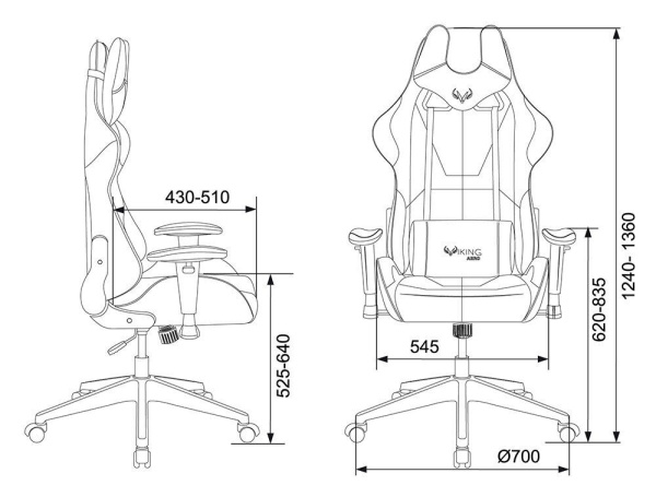 Кресло игровое Бюрократ VIKING 5 AERO Искусственная кожа, черный