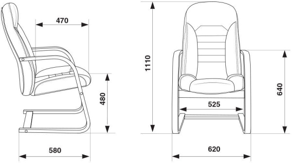 Кресло на полозьях T-9923 WALNUT-AV дерево, кожа Черный