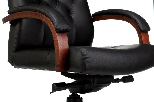Кресло руководителя T-9928 Walnut Кожа черная