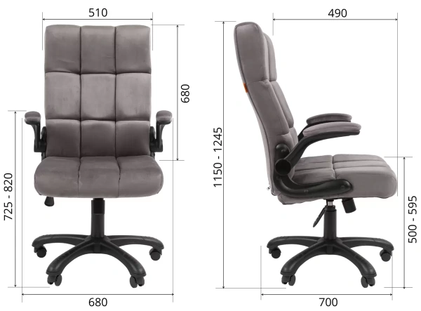 Кресло Chairman ДОМ 444 Ткань велюр Т-55 серый